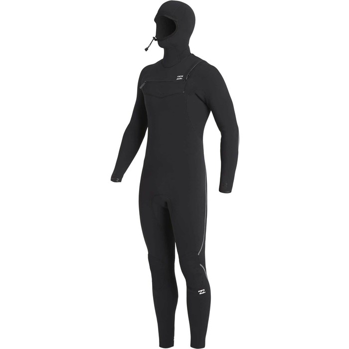 2020 Billabong Mens Furnace Comp Hooded 4/3mm Chest Zip Wetsuit U44M53 - Black