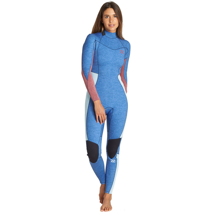 2019 Billabong Womens Furnace Synergy 4/3mm Back Zip Wetsuit Blue Heather Q44G04