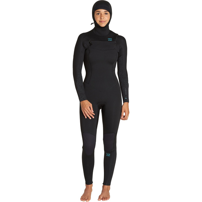 2019 Billabong Womens Furnace Synergy 5/4mm Hooded Chest Zip Wetsuit Black Q45G04