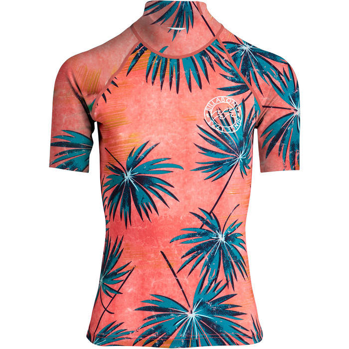 2019 Billabong Womens Surf Capsule Short Sleeve Rash Vest Palm N4GY05