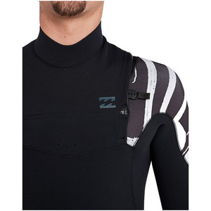 2019 Billabong Mens Furnace Carbon Comp 3/2mm Chest Zip Wetsuit Black Print L43M26
