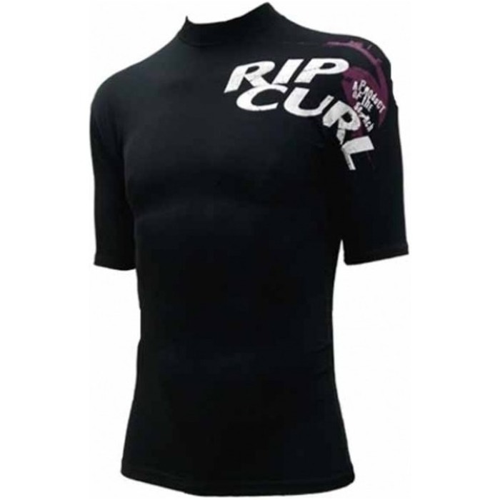 Rip Curl Junior Core Product of the Search Low Collar S/S Rash Vest in BLACK W9346M