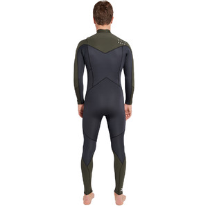 2019 Billabong Furnace Masculina Absolute 3/2mm Chest Zip Wetsuit Olive Escuro L43m09