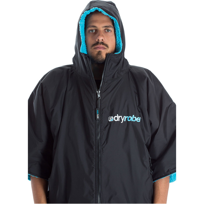 2022 Dryrobe Advance Short Sleeve Premium Outdoor Changing Robe / Poncho DR100 - Black / Blue