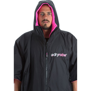 2024 Dryrobe Advance Short Sleeve Premium Changing Robe & Compression Travel Bag Package Deal - Black / Pink