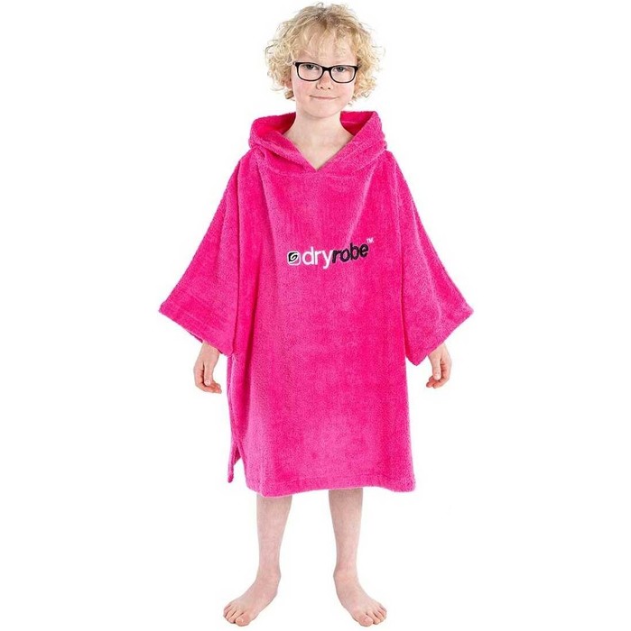 2023 Dryrobe Junior Organic Cotton Hooded Towel Changing Robe - (p Engelsk) Pink