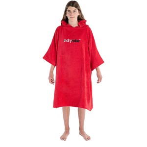 2022 Dryrobe Junior Organic Cotton Hooded Towel Changing Robe / Poncho - Red