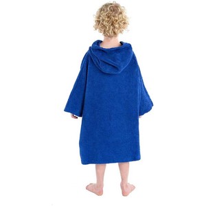2023 Dryrobe Junior Organic Cotton Hooded Towel Changing Robe / Poncho - Royal Blue