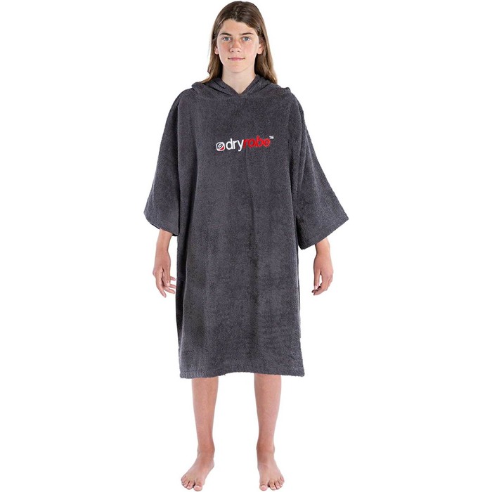 2023 Dryrobe Junior kologisk Bomuld Httehndklde Robe V3OCT - Slate Grey