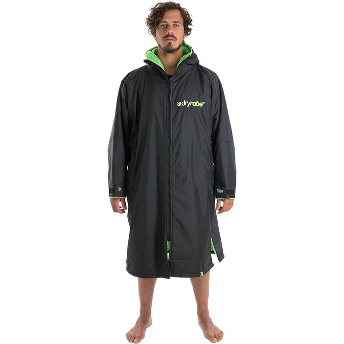 2021 Dryrobe Manches Longues Premium Outdoor Changing Robe / Poncho DR104 - Noir / Vert