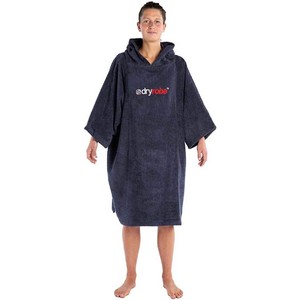 2022 Dryrobe Organic Cotton Hooded Towel Changing Robe / Poncho - Navy Blue