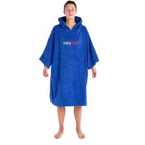 2022 Dryrobe Organic Cotton Hooded Towel Changing Robe / Poncho - Royal Blue