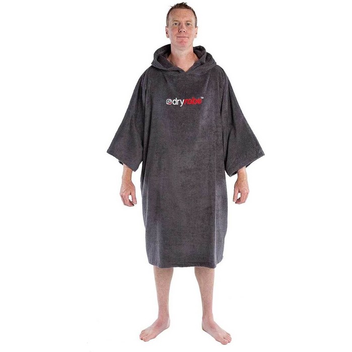 2023 Dryrobe Organic Cotton Hooded Towel Changing Robe / Poncho - Slate Grey