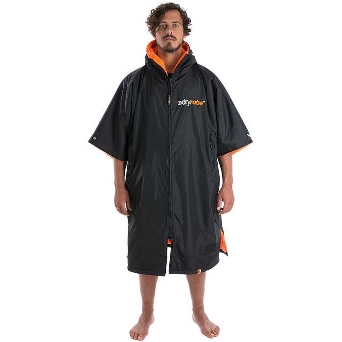 2019 Dryrobe Short Dryrobe Premium Outdoor Robe / Poncho Dr100 - Negro / Naranja