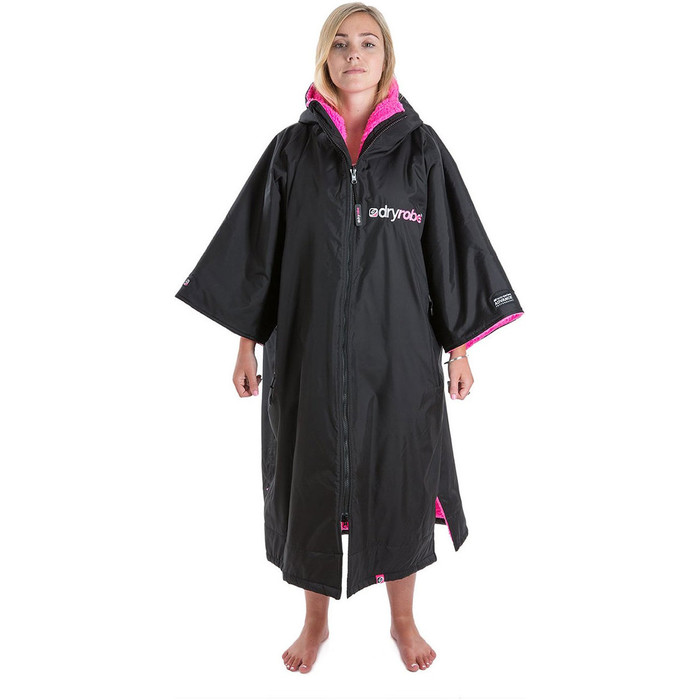 2019 Dryrobe Advance - Short Sleeve Premium Outdoor Changing Robe DR100 - M Black / Pink - OLD LISTING