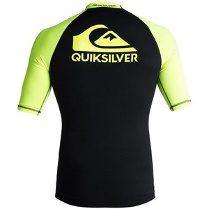 2018 Quiksilver On Tour Kurzarm Rash Vest BLACK / Lime EQYWR03075