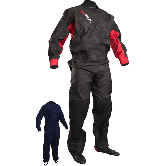 Gul Dartmouth Eclip Zip Drysuit Negro / Rojo Gm0378-b3 Con Ropa Interior Gratuita