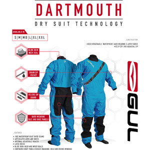 2021 Gul Junior Dartmouth Eclip Zip Drysuit Mit Unterfleece Blau Gm0378-b5