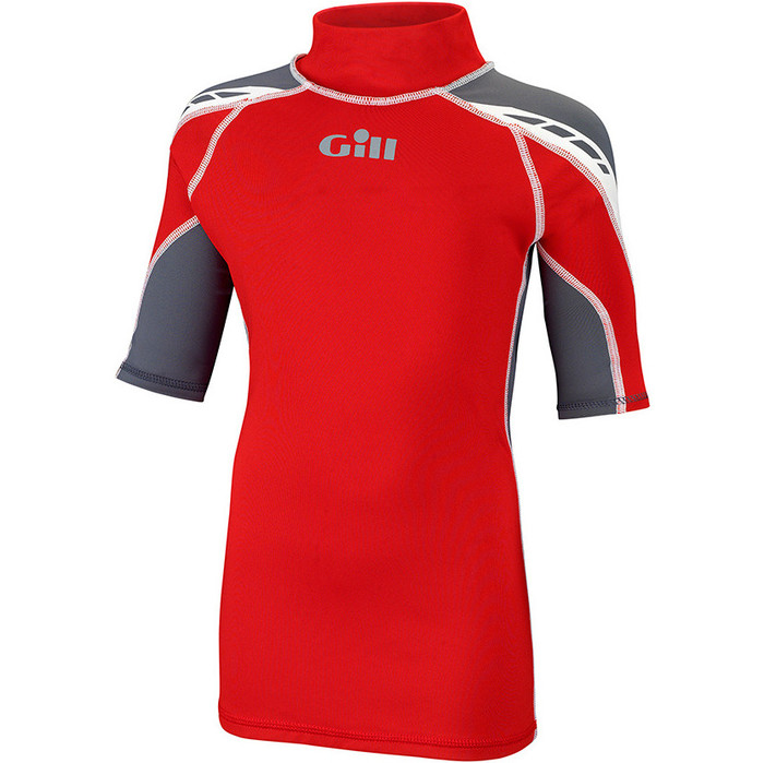 Gill Junior UV Sport manica corta Rash Vest Rosso / Cenere 4421J