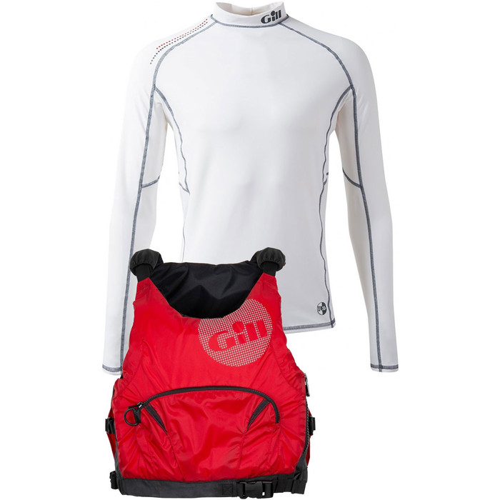 Gill Mens Pro Racer Mens 50N Buoyancy Aid & Pro Rash Vest Package Deal - Red / White