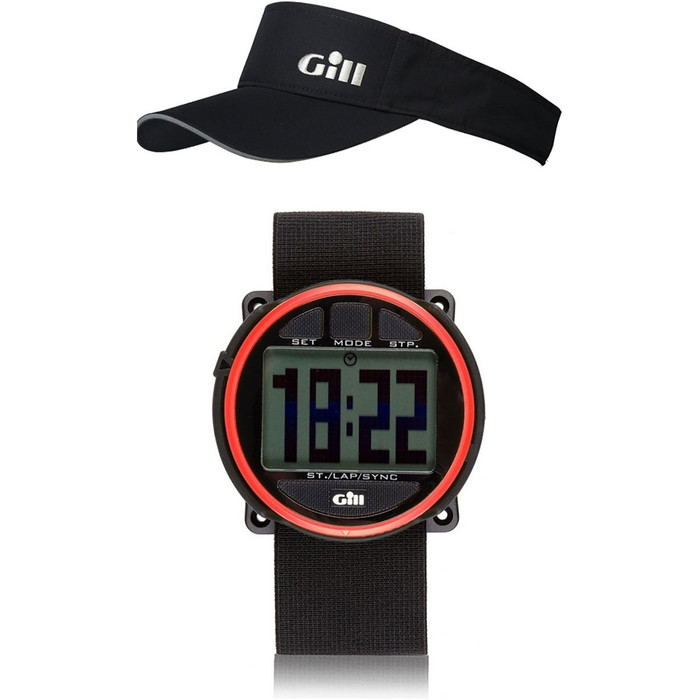 Gill Regatta Race Timer Watch & Regatta Visor Package Deal Black