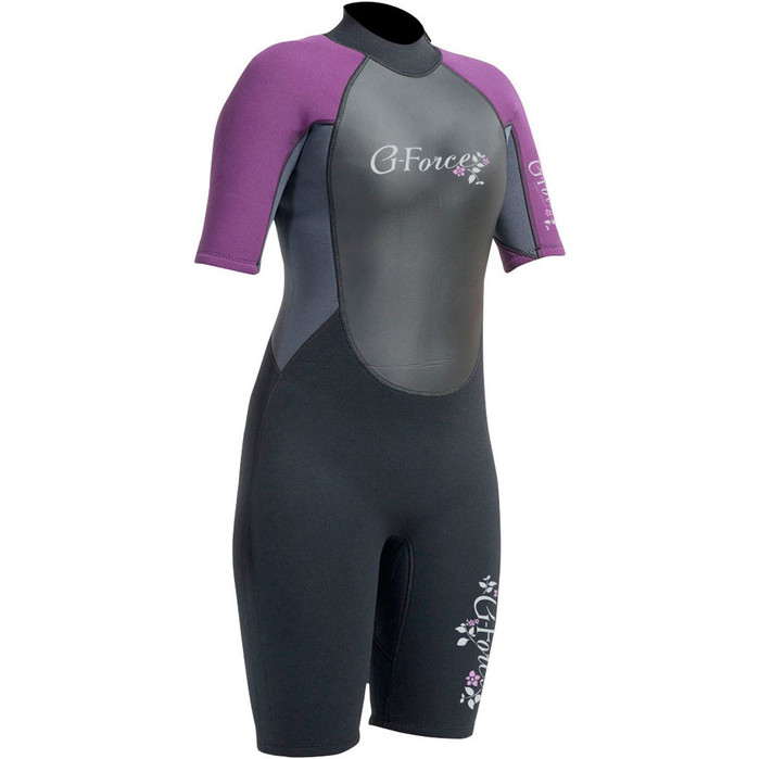 2017 Gul G-Force 3mm Ladies Shorty Wetsuit Black / Mulberry GF3306-A9 - 2ND