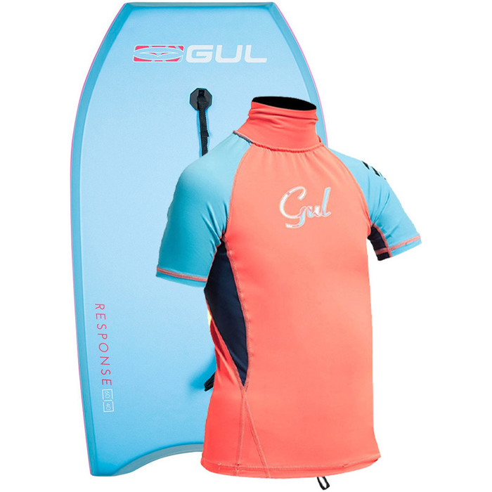 Oferta Do Pacote Gul Response Junior 36 Bodyboard Azul Claro / Rosa E Lycra Vest Coral
