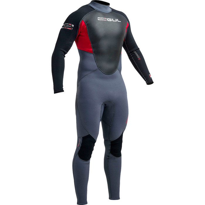 Gul Response 3/2mm GBS Back Zip Wetsuit Graphite / Red RE1231-A9
