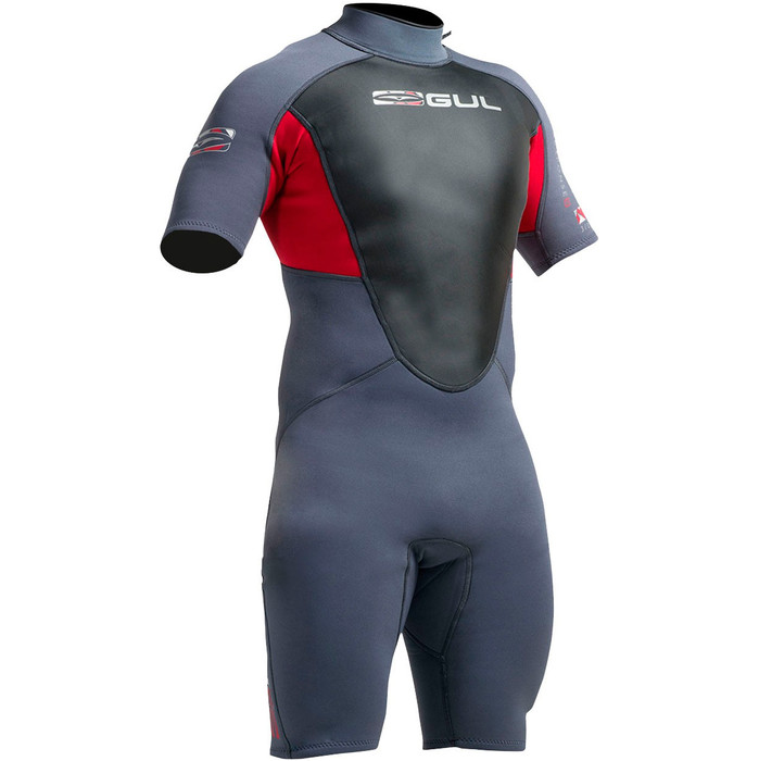 Gul Response 3/2mm Heren Shorty Wetsuit In Graphite / Rood Re3319-a9