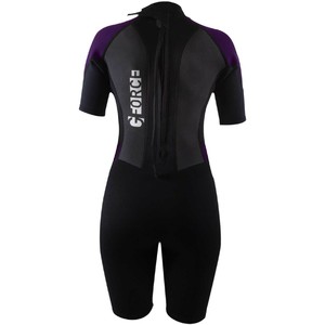 2024 Gul Dames G-Force 3mm Rug Ritssluiting Shorty Wetsuit GF3306-B7 - Black / Mulberry