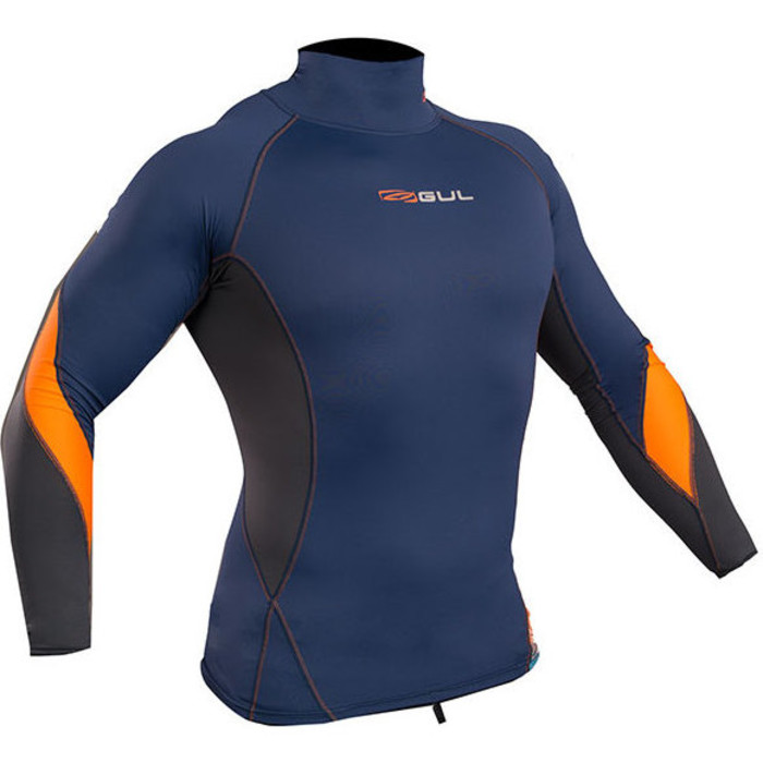 Blue Orange Gul 2019 Mens Xola Rash Vest Guard Long Sleeve Wetsuit Top UV 
