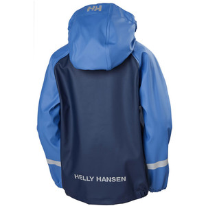 2019 Helly Hansen Junior Bergen PU Jacket & Trouser Rain Set Blue Water 40360