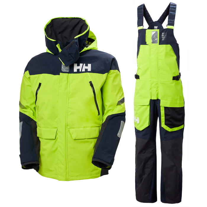 2020 Helly Hansen Mens Skagen Offshore Sailing Jacket & Trouser Combi Set - Azid Lime