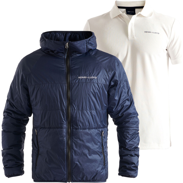 2020 Henri Lloyd Men's Mav Hooded Liner Jacket & Mav Tech Polo Bundle - Navy / Cloud White