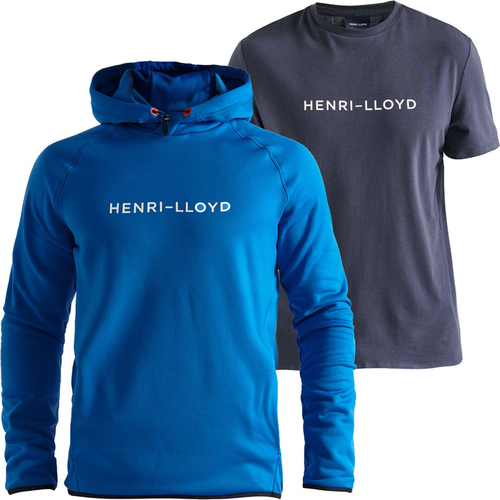 2020 Henri Lloyd Herren Mav Hoody & Fremantle Tee Bundle - Victoria Blue / Navy