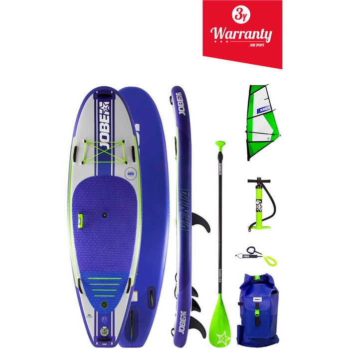 2019 Jobe Venta Windsurf Opblaasbare standaard paddleboard 9'6 x 36 "INC 3.5m zeil, peddel, pomp, tas & riem