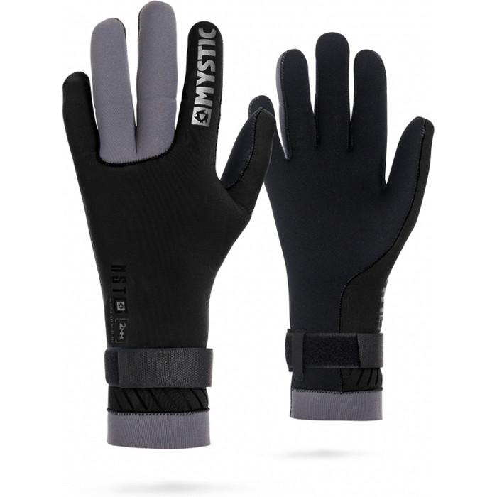 2019 Mystic 2mm Regular Kitesurfing Glove Black / Grey 170155