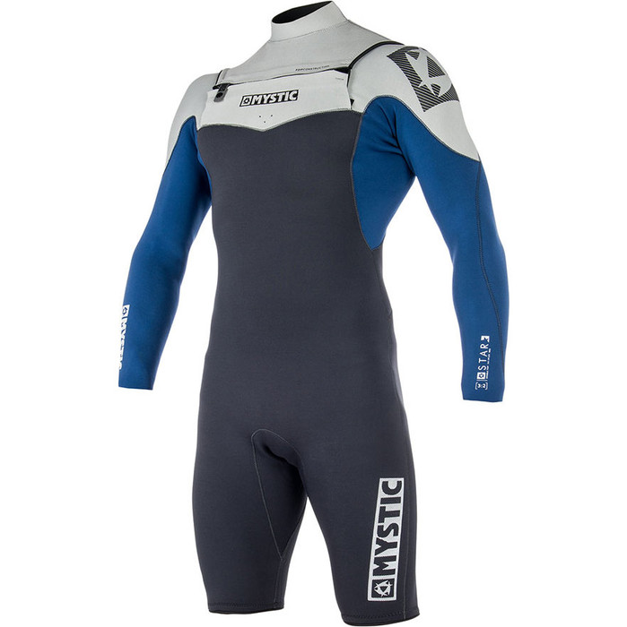 2019 Mystic Star 3/2mm Chest Zip long Arm Shorty Wetsuit Navy 180048