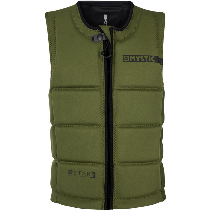 2018 Mystic Star Front Zip Wake Impact Vest Army 180152
