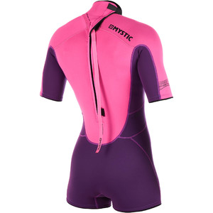 2019 Mulheres Mystic Brand 3/2mm Back Zip Shorty Wetsuit Roxo 180071