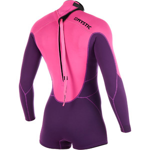 2019 Mystic Vrouwen Brand 3/2mm Lange Arm Shorty Wetsuit Paars 180.070