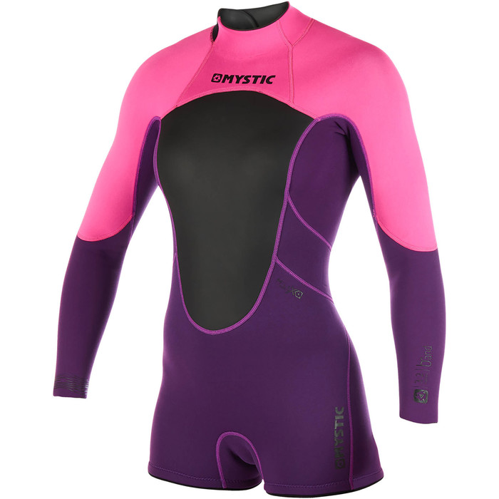2019 Mystic Vrouwen Brand 3/2mm Lange Arm Shorty Wetsuit Paars 180.070