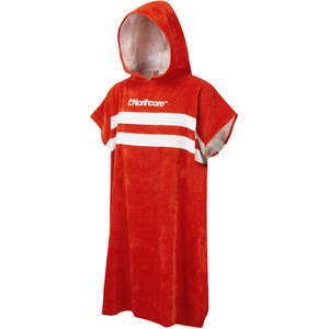 2024 Northcore Beach Basha Stripe Hooded Towel Puslehåndklæde Robe / Poncho NOCO241 - Red