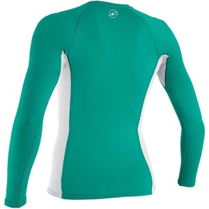 2021 O'neill Camiseta De Lycra Vest Manga Larga Skins Nia 4176 - Verde Bltico / Blanco