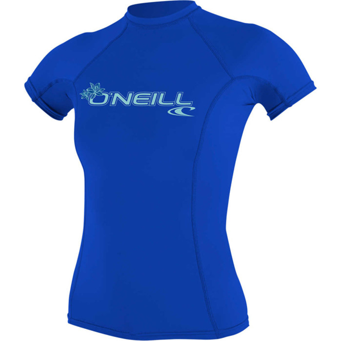 O'Neill Damen Basic Skins Kurzarm Crew Rash Vest TAHITIAN BLUE 3548