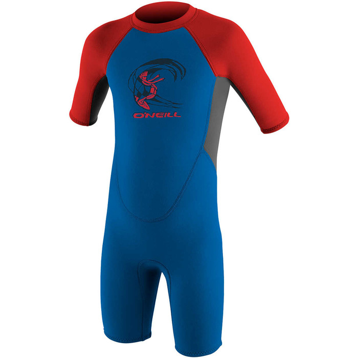 2024 O'Neill Toddler Reactor 2mm Back Zip Shorty Wetsuit 4867 - Ocean / Graphite / Red