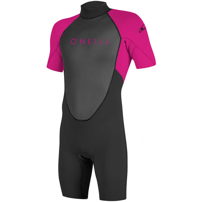 2023 O'Neill Youth Reactor II 2mm Back Zip Shorty Wetsuit 5045 - Black / Berry
