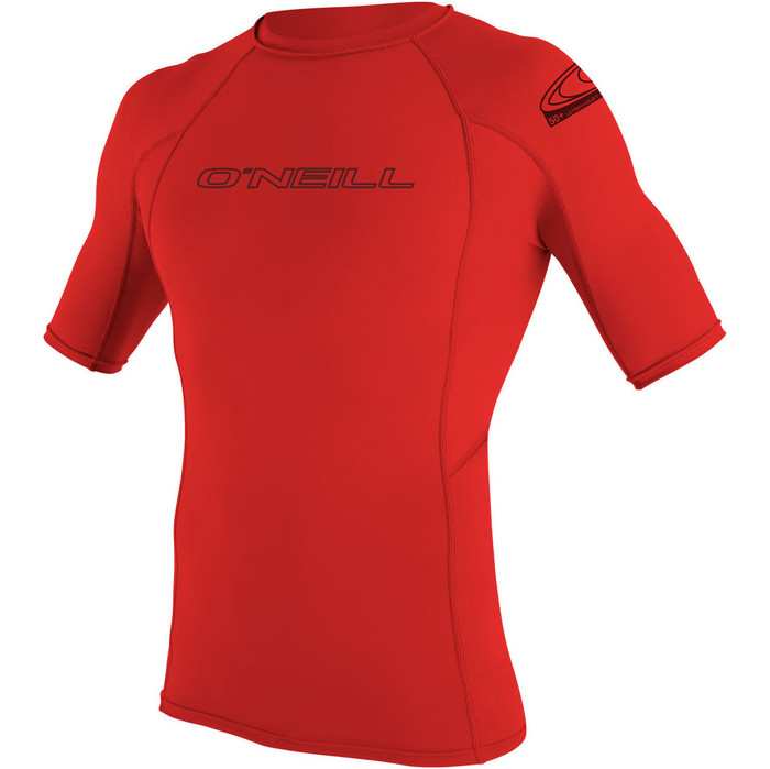 2024 O'Neill Basic Skins Short Sleeve Crew Rash Vest 3341 - Red