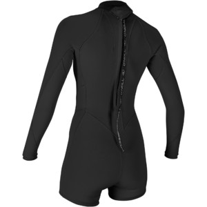 2023 O'Neill Womens Bahia 2/1mm Long Sleeve Back Zip Shorty Wetsuit 5291 - Black