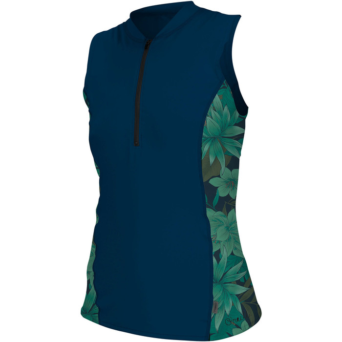2019 O'Neill Womens Front Zip Cap Sleeve Sun Shirt Abyss / Faro 5307S